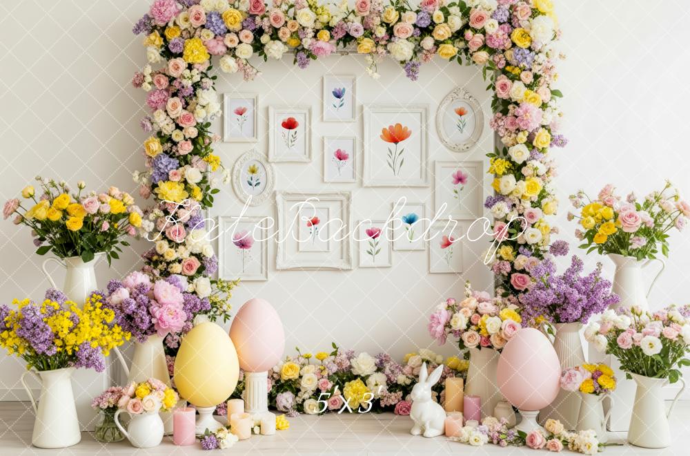 Kate Easter Bunny Flower Arch Pastel Eggs Backdrop Designed by Patty Roberts