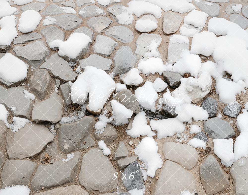 Kate Winter Cobblestone with Snow Floor Backdrop Designed by Kate Image