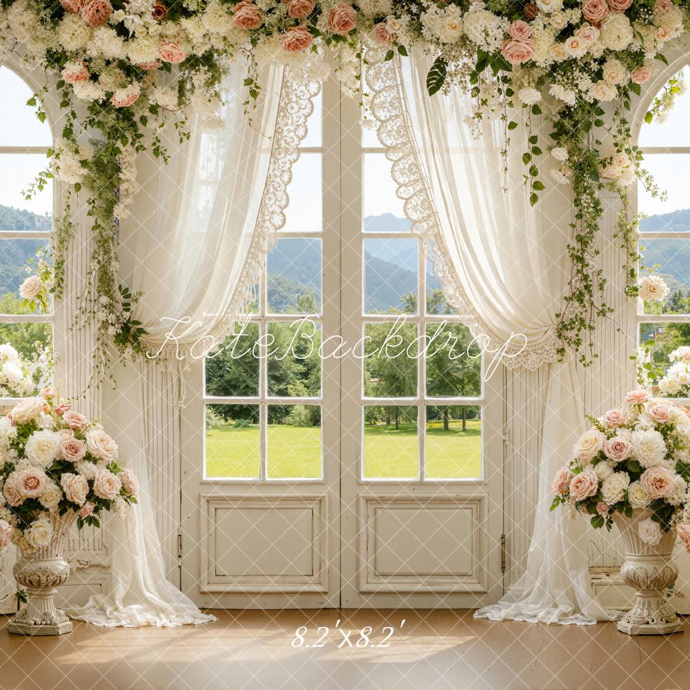 Kate Spring Flower Arch Window Curtain Floral Backdrop Designed by Emetselch