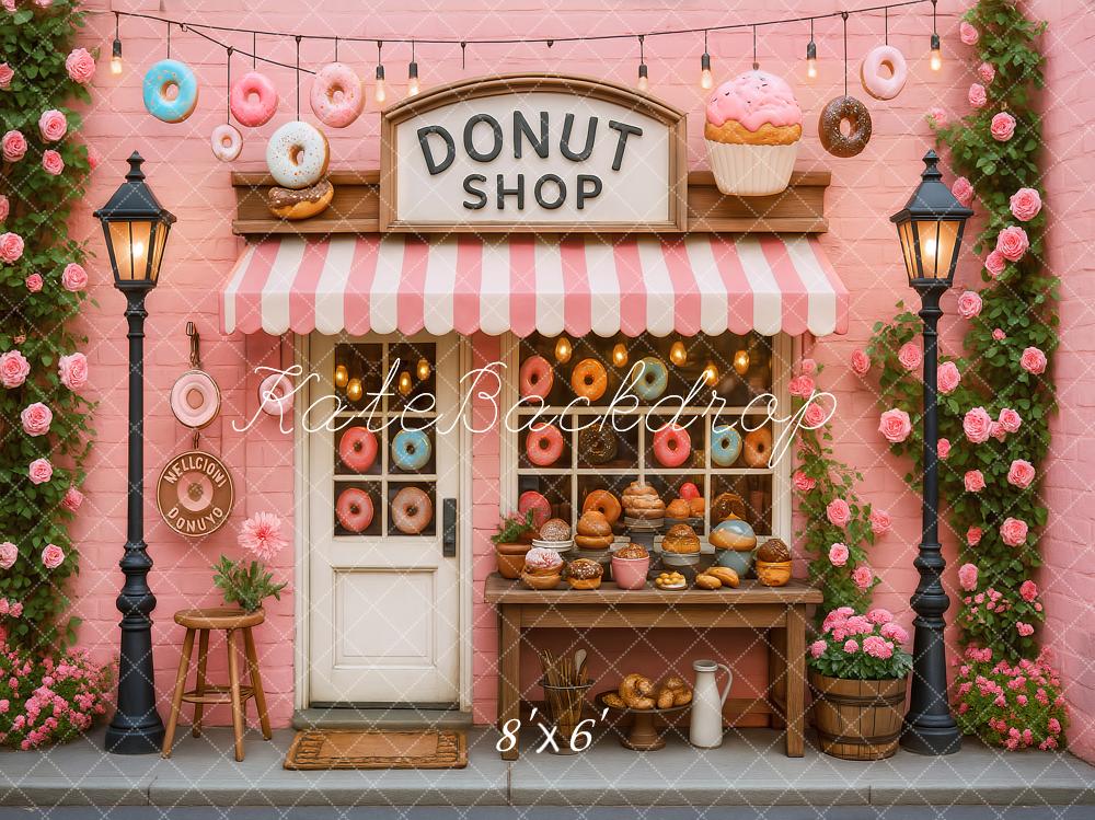 Kate Donut Shop Pink Roses Backdrop Designed by Ashley Paul