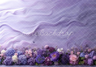 Kate Purple Paint Floral Printed Backdrop Designed by Mini MakeBelieve