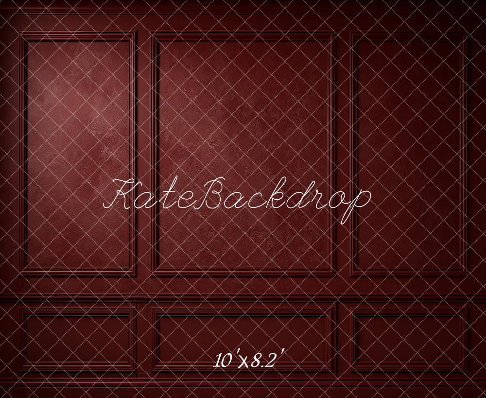 Kate Dark Red Retro Wall Panel Printed Backdrop Designed by Emetselch