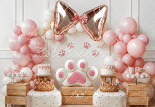 Pet Pink Paw Bow Balloon Cake Foto Achtergrond Designed by Emetselch