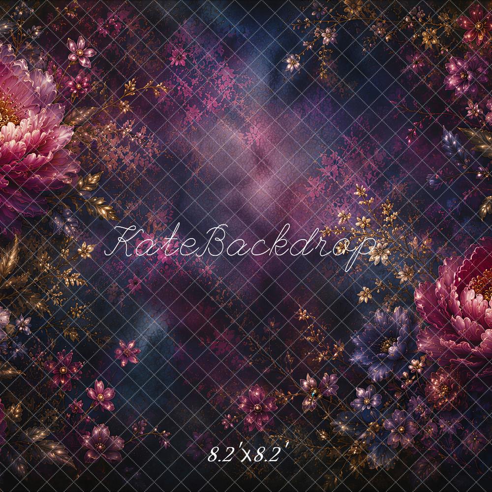 Kate Fine Art Duskwing Botanica Dark Floral Printed Backdrop Designed by Ashley Ward