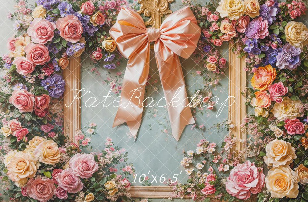Kate Spring Pastel Flower Arch Bow Backdrop Designed by Emetselch