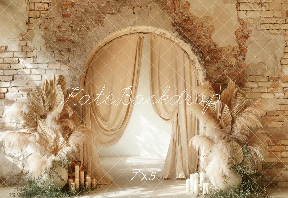 SALE Kate Mother's Day Boho Arch Brick Wall Dried Pampas Backdrop Designed by Emetselch