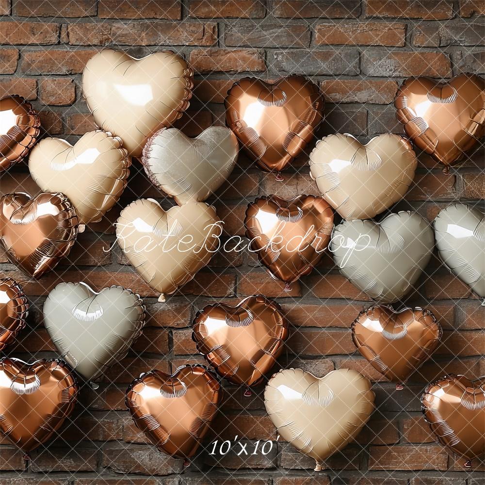 Kate Celebration Heart Balloons Brick Wall Backdrop Designed by Mini MakeBelieve
