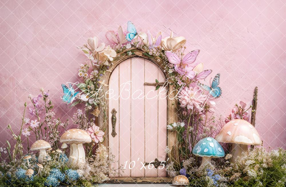 Kate Fairy Tale Door Mushrooms Butterfly Backdrop Designed by Emetselch