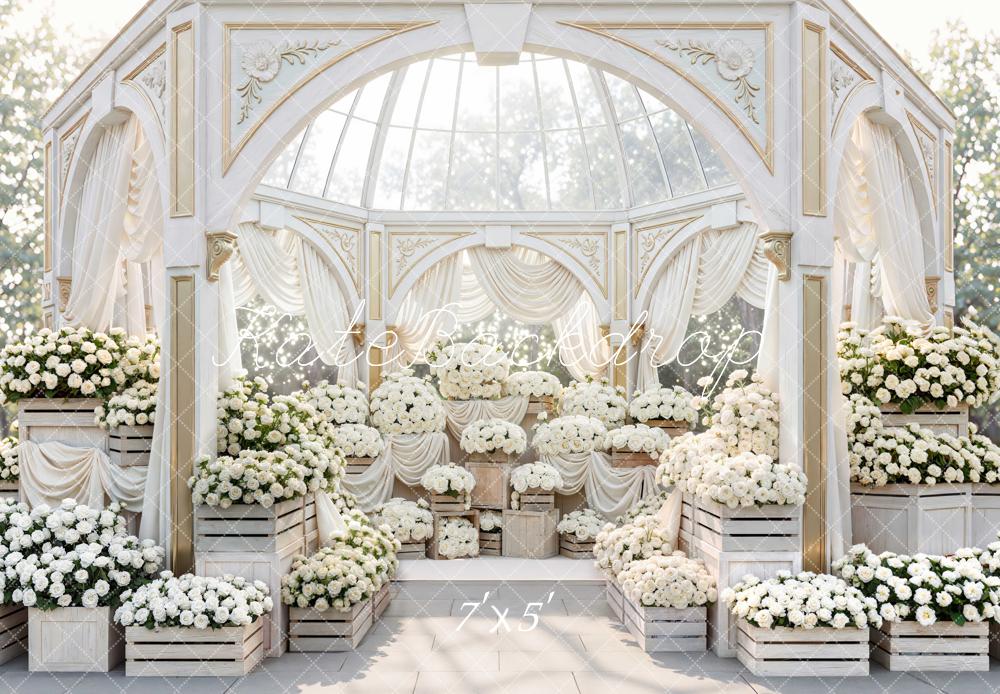 Kate Spring White Flower Arch Crates Pavilion Backdrop Designed by Mini MakeBelieve