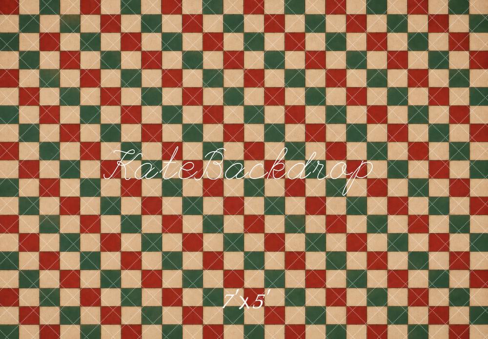 Kate Christmas Red Green Plaid Floor Printed Backdrop Designed by Vertigo Productions