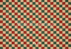 Kate Christmas Red Green Plaid Floor Printed Backdrop Designed by Vertigo Productions