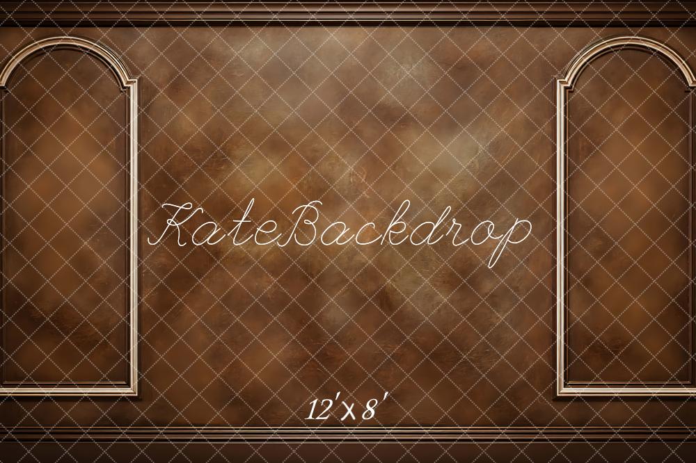 Kate Fine Art Brown Retro Wall Arched Panel Printed Backdrop Designed by Mini MakeBelieve