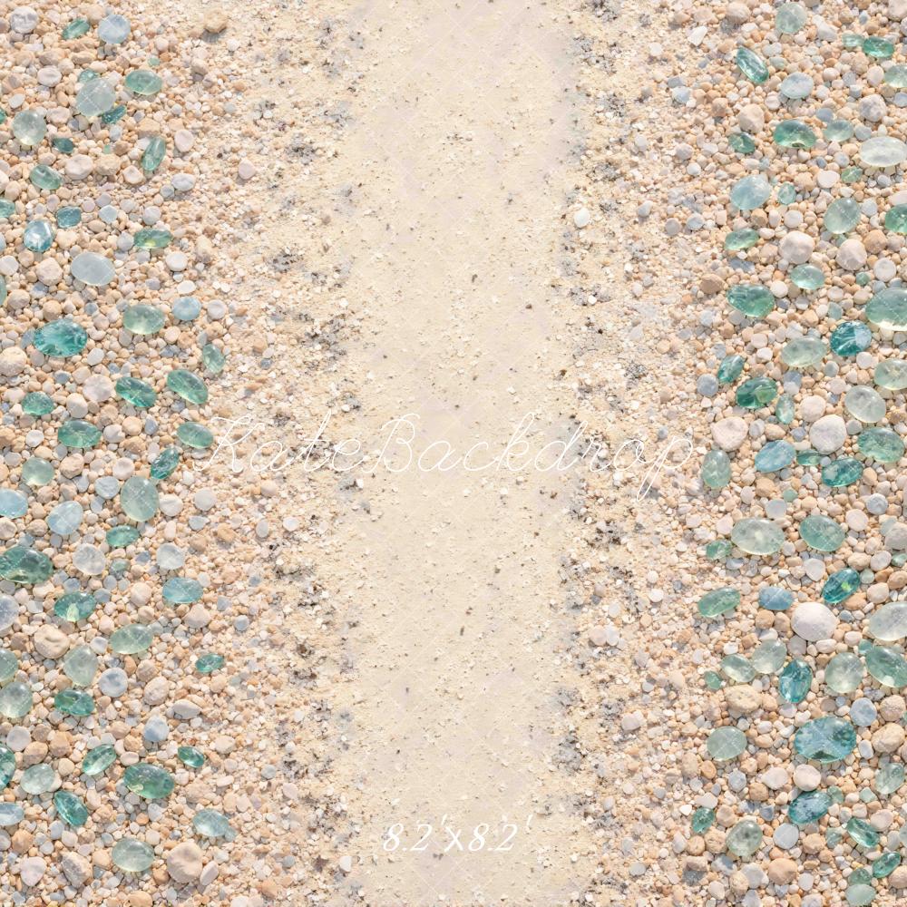 Kate Summer Sand Pebble Path Sea Glass Floor Printed Backdrop Designed by Mini MakeBelieve