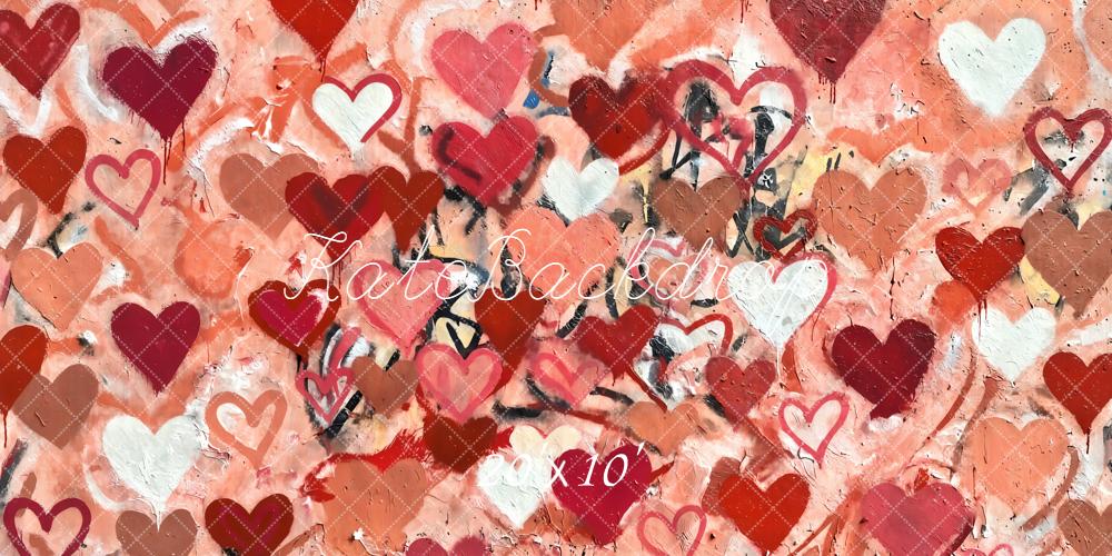Kate Valentine's Day Graffiti Hearts Abstract Wall Backdrop Designed by Kate Image