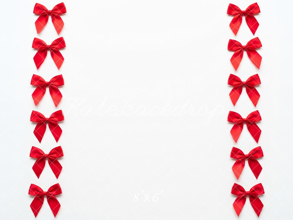 Kate Red Bow Border White Floor Backdrop Designed by Patty Roberts