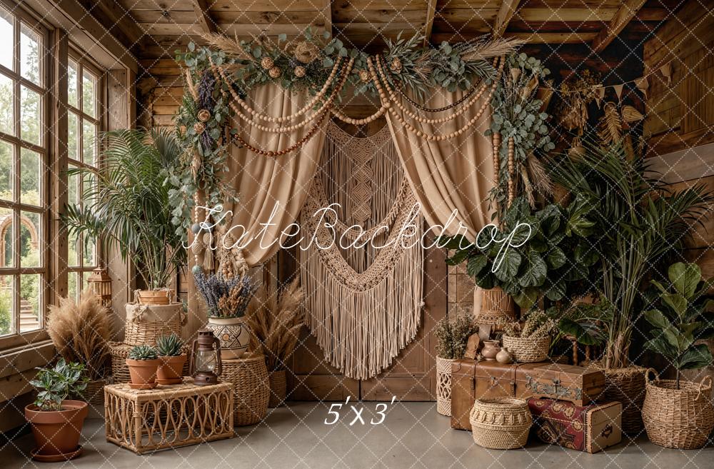 Kate Boho Macrame Flower Arch Greenery Rustic Decor Printed Backdrop Designed by Emetselch