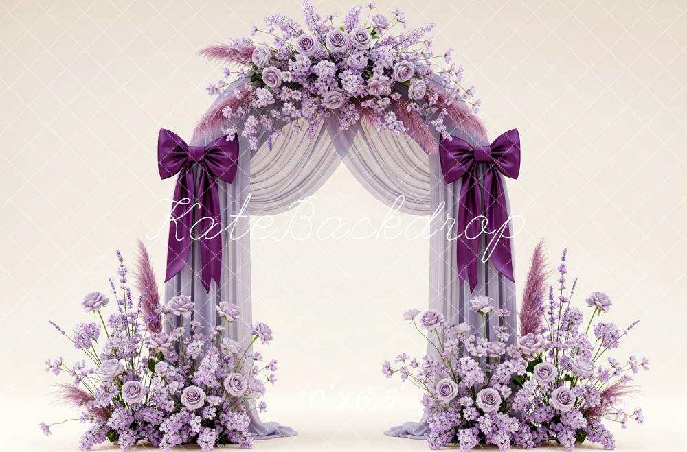 Kate Spring Flower Arch Lavender Roses Purple Bows Backdrop Designed by Patty Roberts