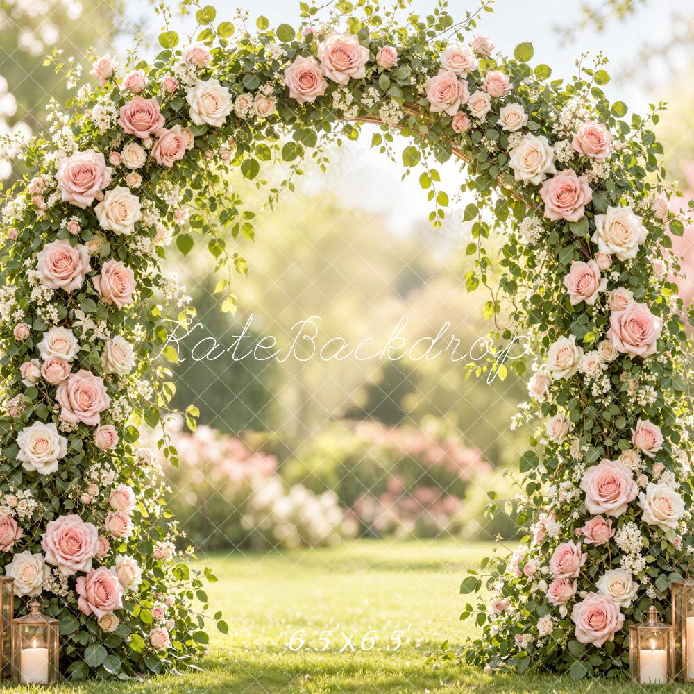 Kate Spring Romantic Roses Arch Garden Candles Printed Backdrop Designed by Emetselch