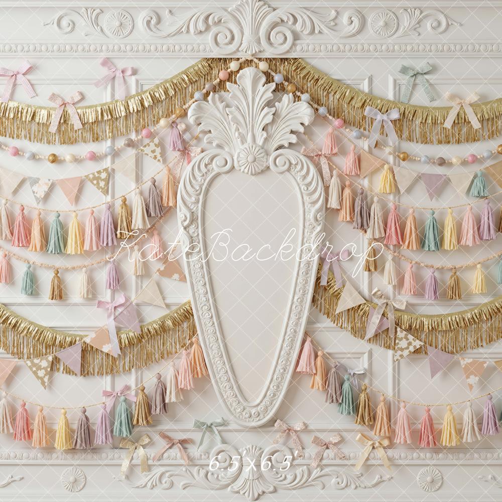 Kate Pastel Tassel Garland Bunting Panel Wall Backdrop Designed by Mini MakeBelieve