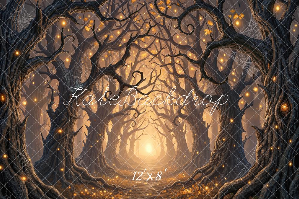 Kate Halloween Twisted Trees Forest Path Printed Backdrop Designed by Mini MakeBelieve