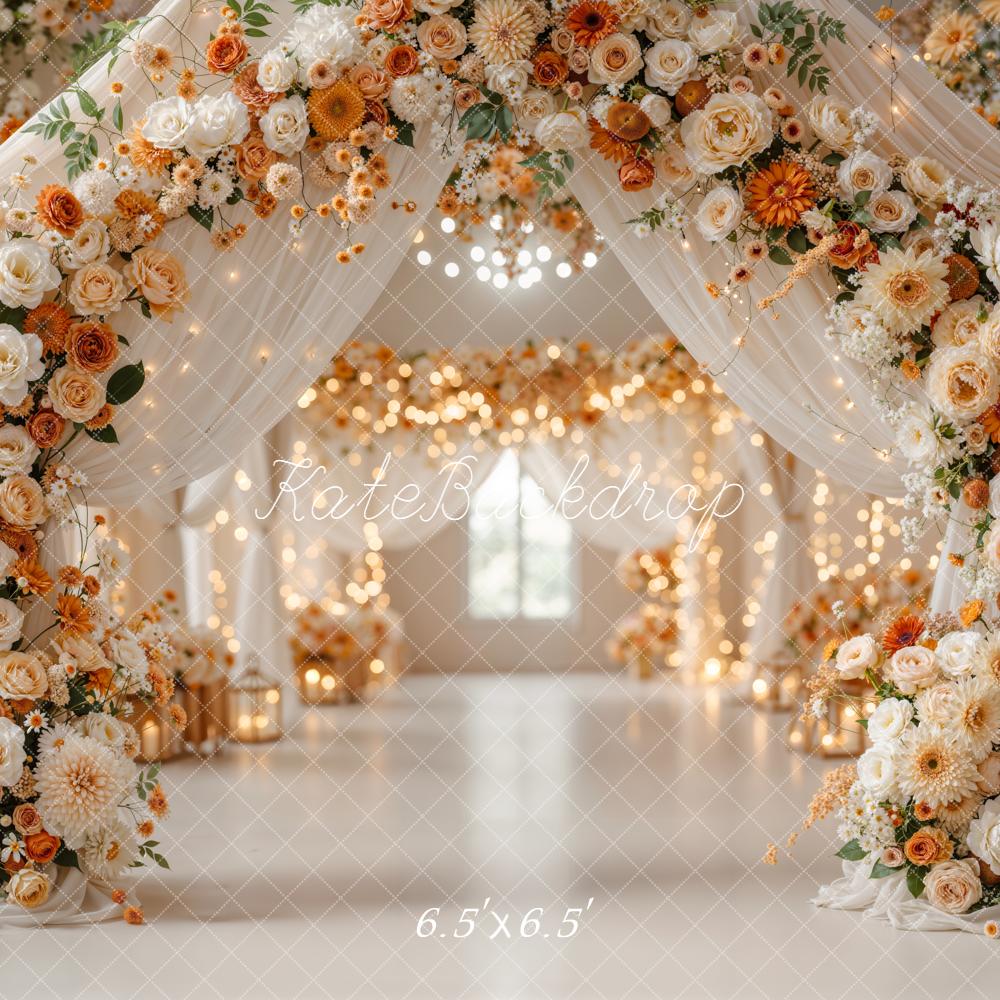 Kate Romantic Flower Arch Lanterns Warm White Backdrop Designed by Emetselch