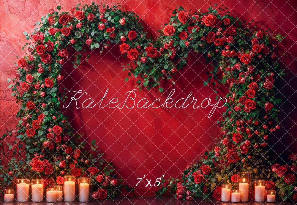 Romantic Red Rose Heart Backdrop