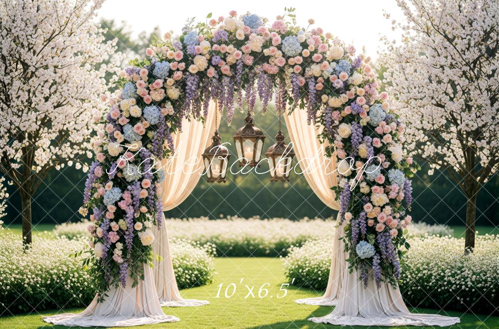Kate Spring Flower Arch Garden Lanterns Cherry Blossoms Backdrop Designed by Patty Roberts