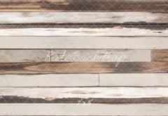 Kate Light Brown White Retro Wood Floor Printed Backdrop Designed by Emetselch