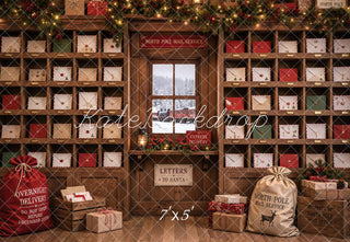 Kate Christmas North Pole Mail Room Letters Garland Printed Backdrop Designed by Emetselch
