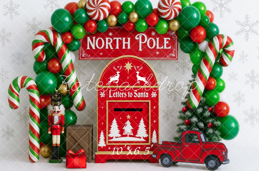 Kate Christmas North Pole Mail Truck Balloons Backdrop Designed by Mini MakeBelieve
