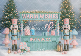 Kerst Notenkraker Hot Cocoa Stand Snow Foto Achtergrond Designed by Ashley Paul