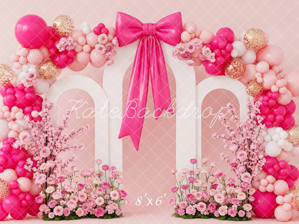 Kate Mother's Day Pink Flower Arch Balloon Bow Backdrop Designed by Patty Roberts