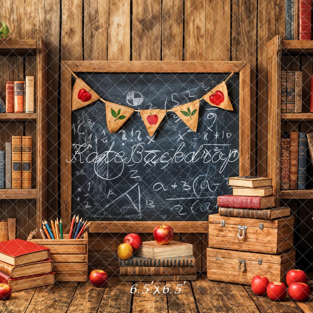 Kate Graduation/Back to School Blackboard Bookshelf Wood Backdrop Designed by Emetselch