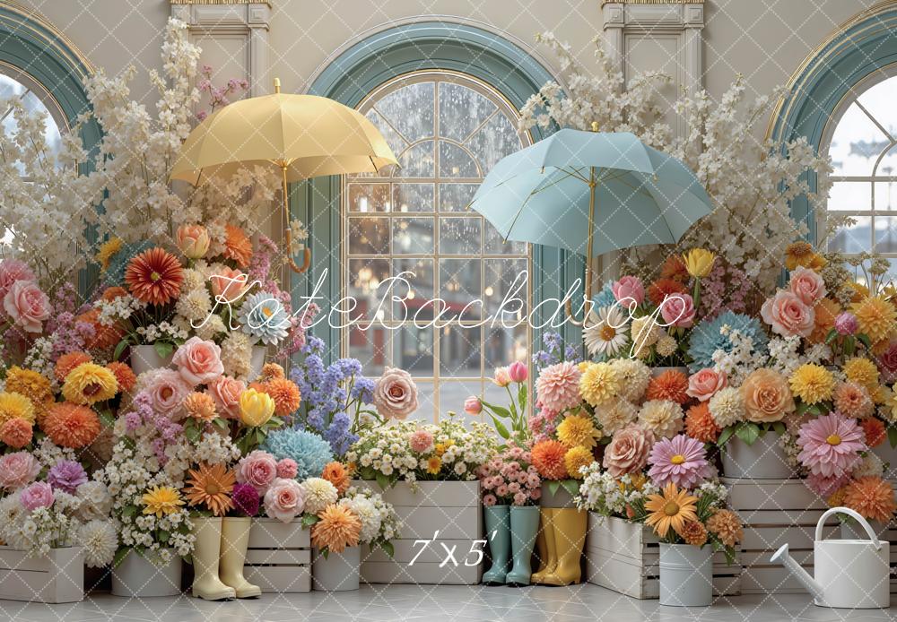 SALE Kate Spring Flower Garden Umbrella Window Boots Backdrop Designed by Mini MakeBelieve