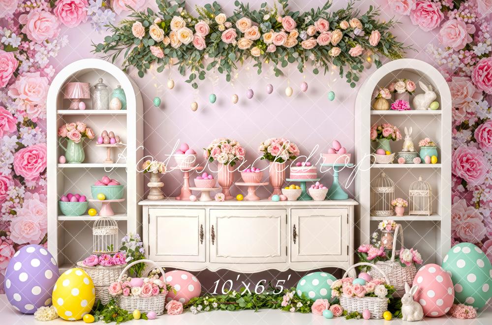 Kate Easter Bunny Flower Arch Pastel Eggs Cabinet Backdrop Designed by Patty Roberts