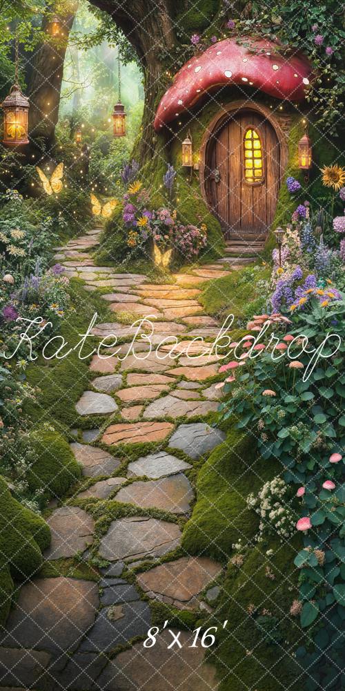 Kate Fairy Fantasy Mushroom House Stone Path Forest Backdrop Designed by Chain Photography