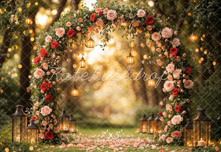 Kate Valentine Lantern Flower Arch Printed Backdrop Designed by Emetselch