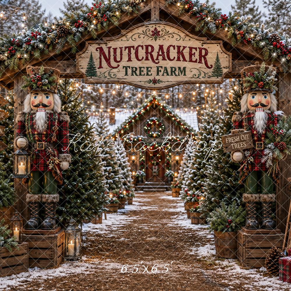 Kate Christmas Nutcracker Tree Farm Toy Soldiers Printed Backdrop Designed by Ashley Paul