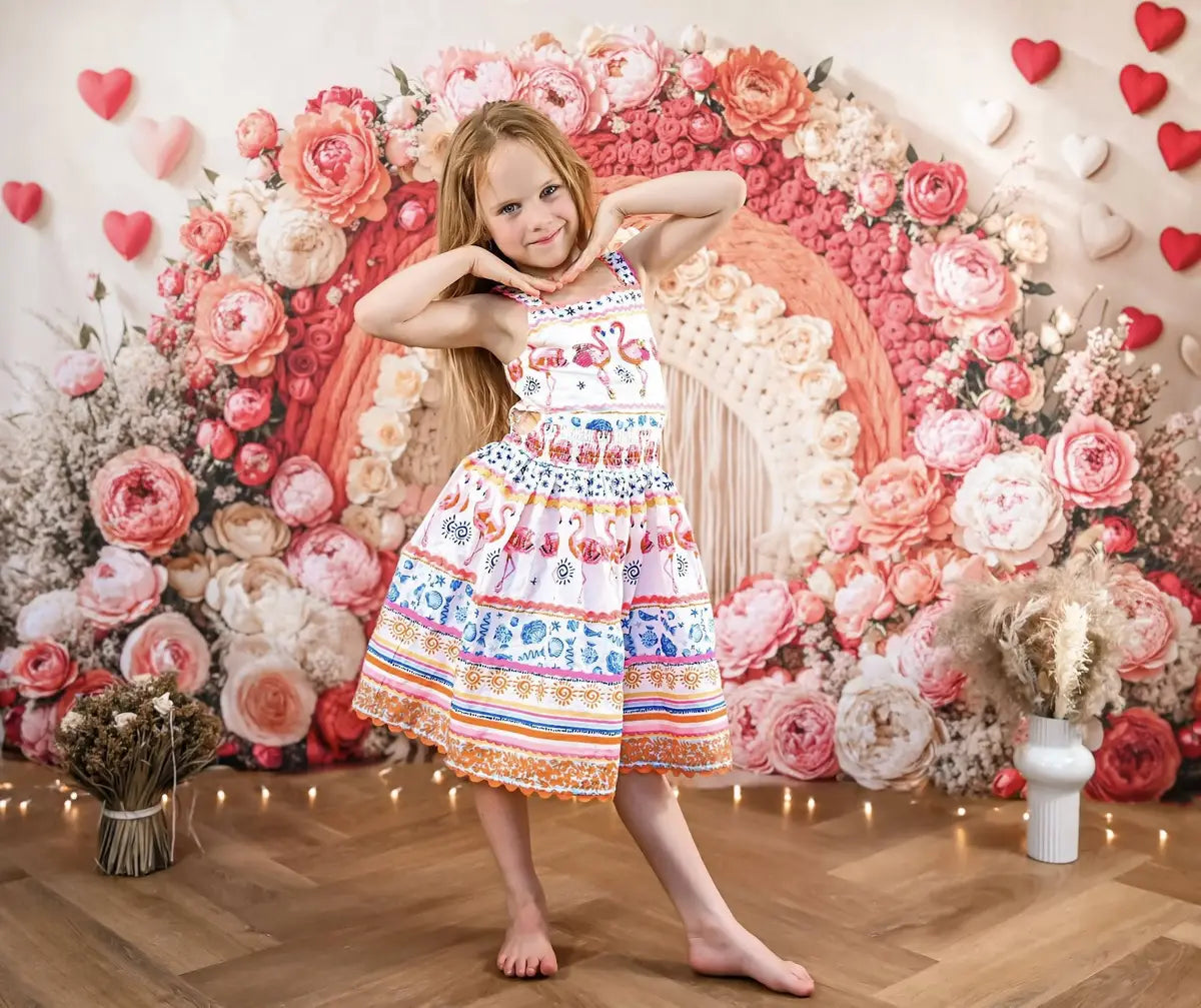 Fondo Rosa de Corazón Arco Floral Bohemio Diseñado por Emetselch