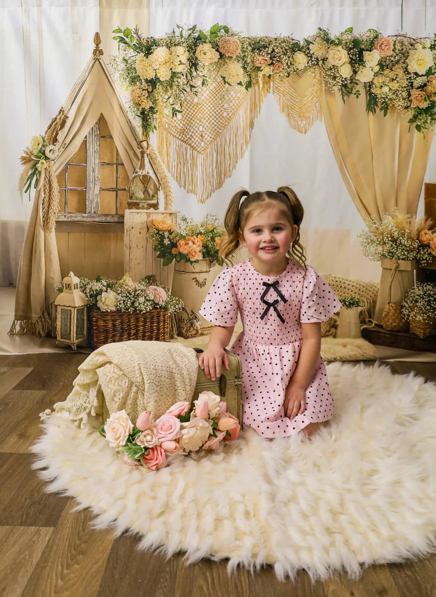 Kate Boho Flower Arch Tent Baskets Macrame Backdrop Designed by Emetselch