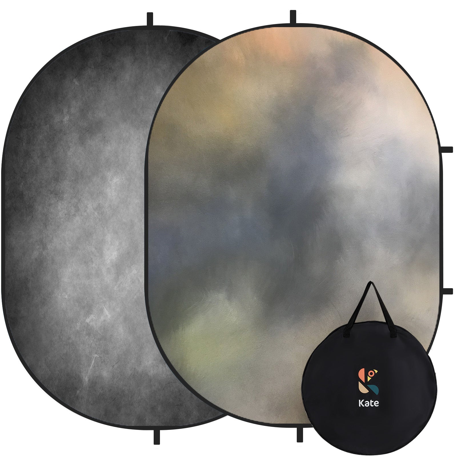 RTS Kate Abstract Gray / Gradient Gray Gold Microfiber Collapsible Backdrop for Photography 5X6.5ft(1.5x2m) (US & CA Only)