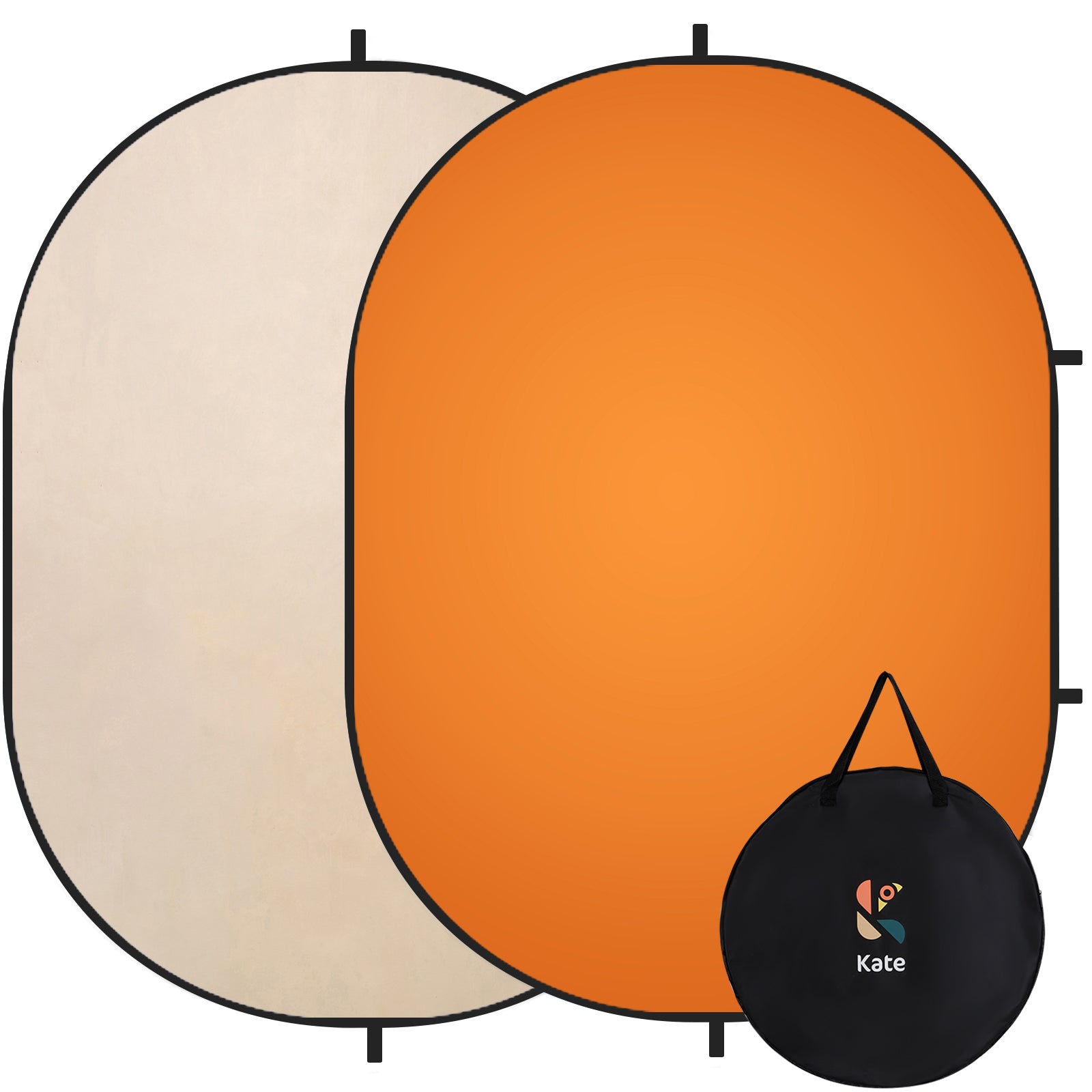 RTS Kate Solid Orange/ Ivory Microfiber Collapsible Backdrop for Photography 5X6.5ft(1.5x2m) (US & CA Only)