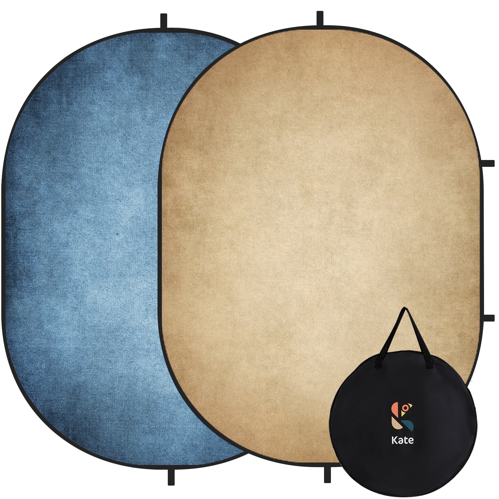 RTS Kate Abstract Blue/ Beige Microfiber Collapsible Backdrop for Photography 5X6.5ft(1.5x2m) (US & CA Only)