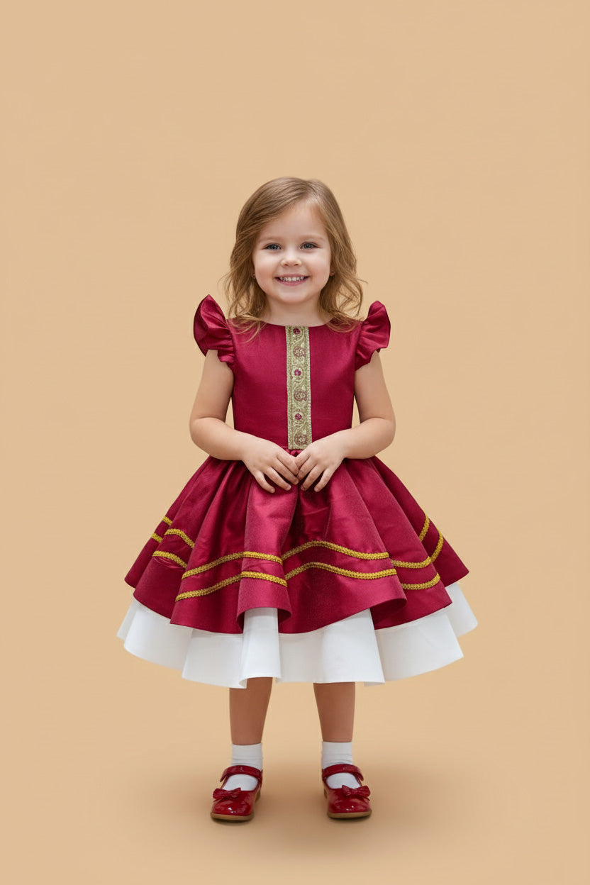 Gradient Roze en Paars Gerimpeld Kinderjurkje voor Fotografie