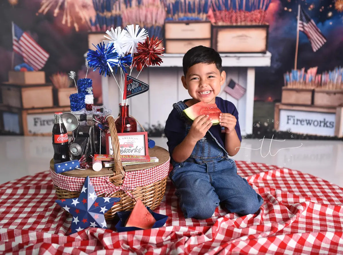 Independence Day Vuurwerkstand Viering Foto Achtergrond Designed by Emetselch