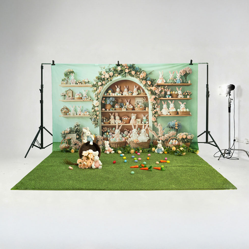 Kate Spring Artificial Green Plush Grass Mat Prop(10' × 6.5')for Photography