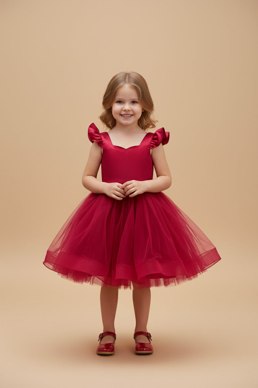 Gradient Roze en Paars Gerimpeld Kinderjurkje voor Fotografie