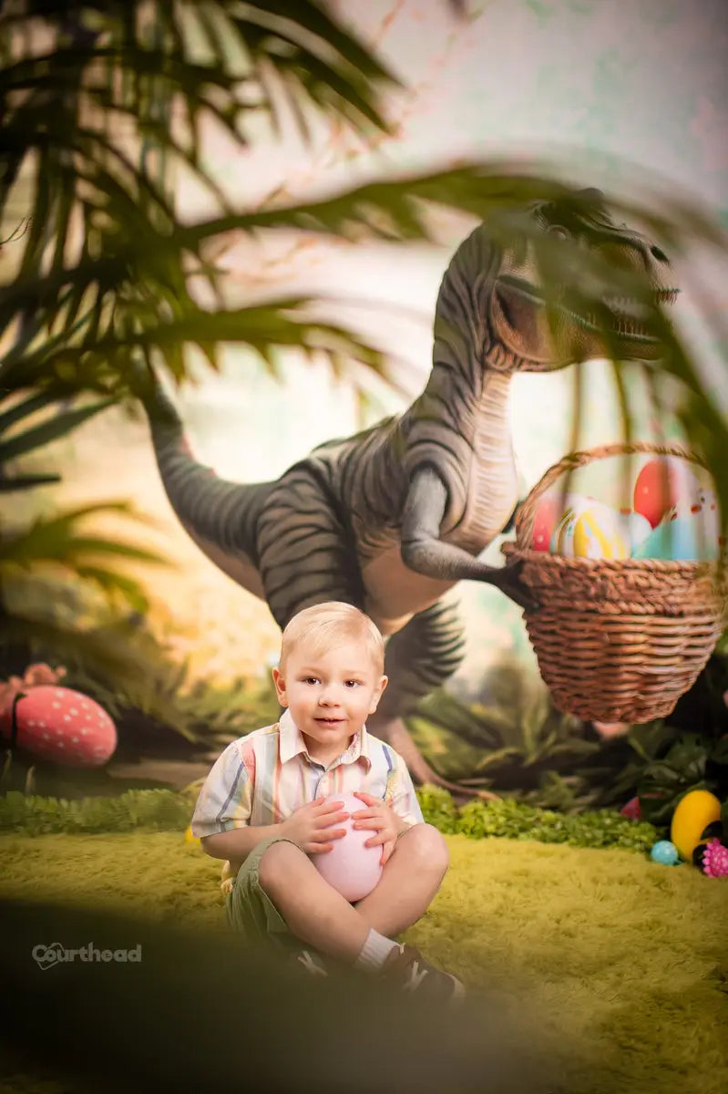 Fondo de Pascua con diseño de Tiranosaurio Rex creado por Patty Robert