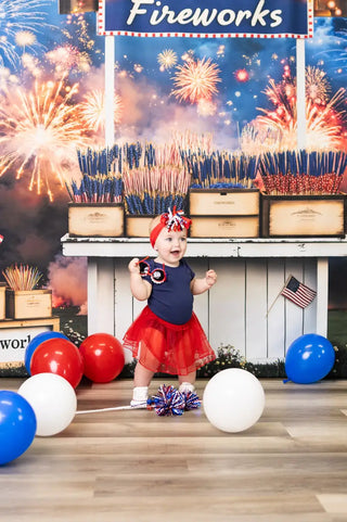 Kate Independence Day Fireworks Stand Celebration Printed Backdrop Designed by Emetselch