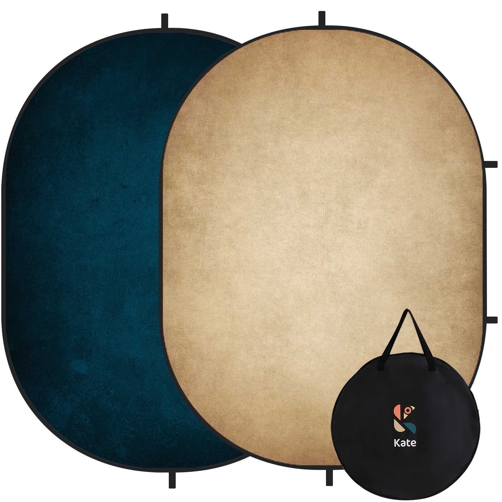 RTS Kate Abstract Dark Blue/ Beige Microfiber Collapsible Backdrop for Photography 5X6.5ft(1.5x2m) (US & CA Only)